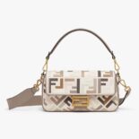 Fendi Women Baguette Multicolour Canvas Bag with FF Embroidery
