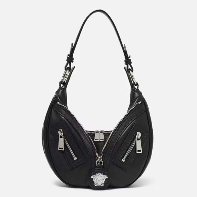 Versace Women Repeat Small Hobo Bag in Black