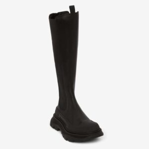 Alexander Mcqueen Women Tread Slick Knee High Boot in Black