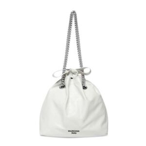 Balenciaga Women Crush Small Tote Bag in White Crushed Calfskin