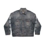 Balenciaga Women Crypto Large Fit Jacket in Light Blue