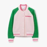 Burberry Girls' Wool Bomber Jacket-Pink