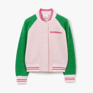 Burberry Girls' Wool Bomber Jacket-Pink