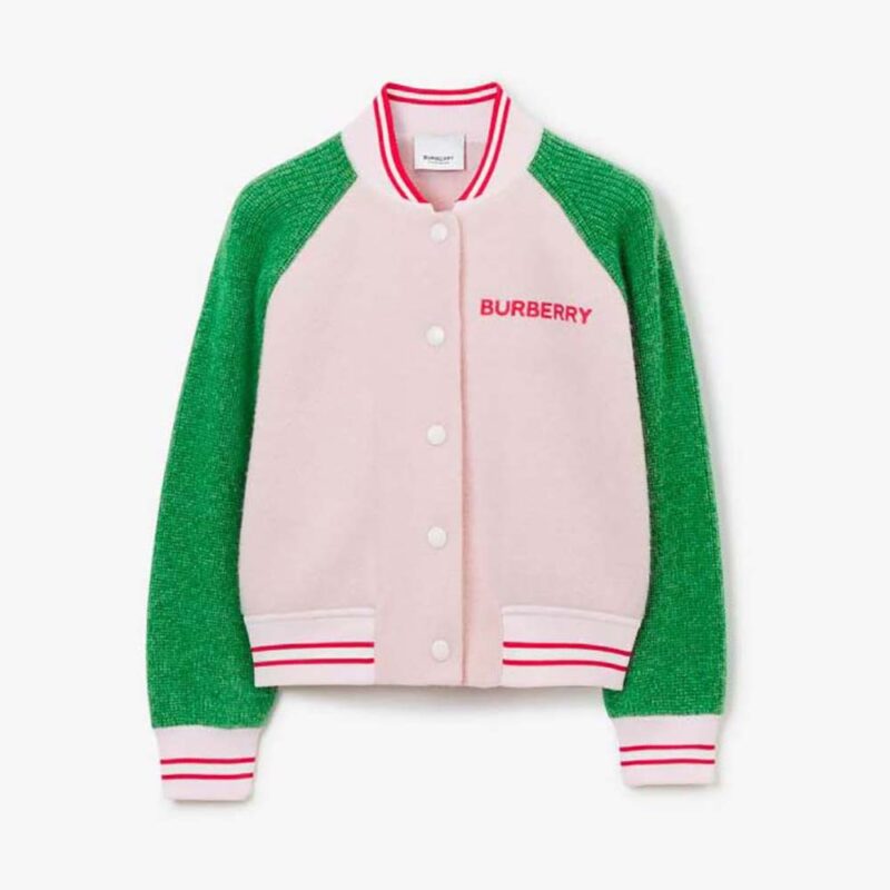 Burberry Girls' Wool Bomber Jacket-Pink