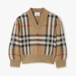 Burberry Kids' Check Wool Sweater-Beige
