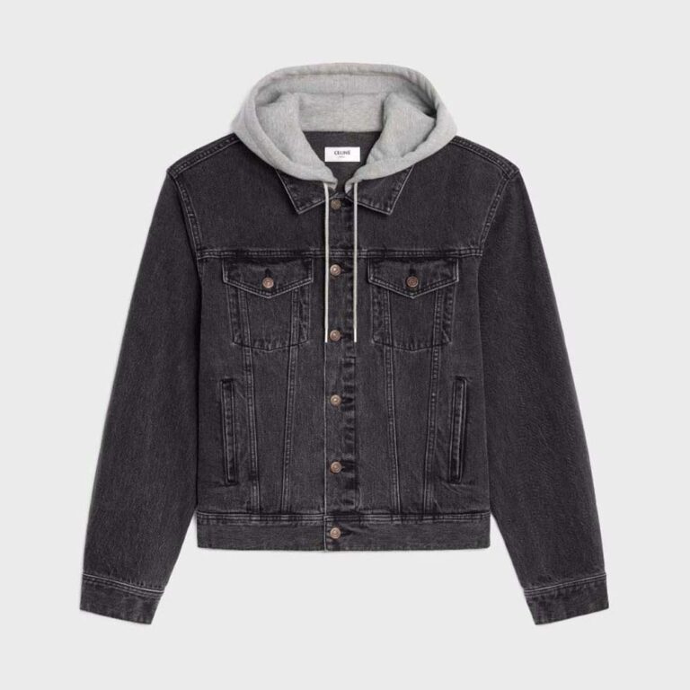 Celine Men Trucker Jacket in Charcoal Wash Denim