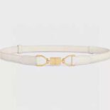 Celine Women Small Block Triomphe Belt in Taurillon Leather-White