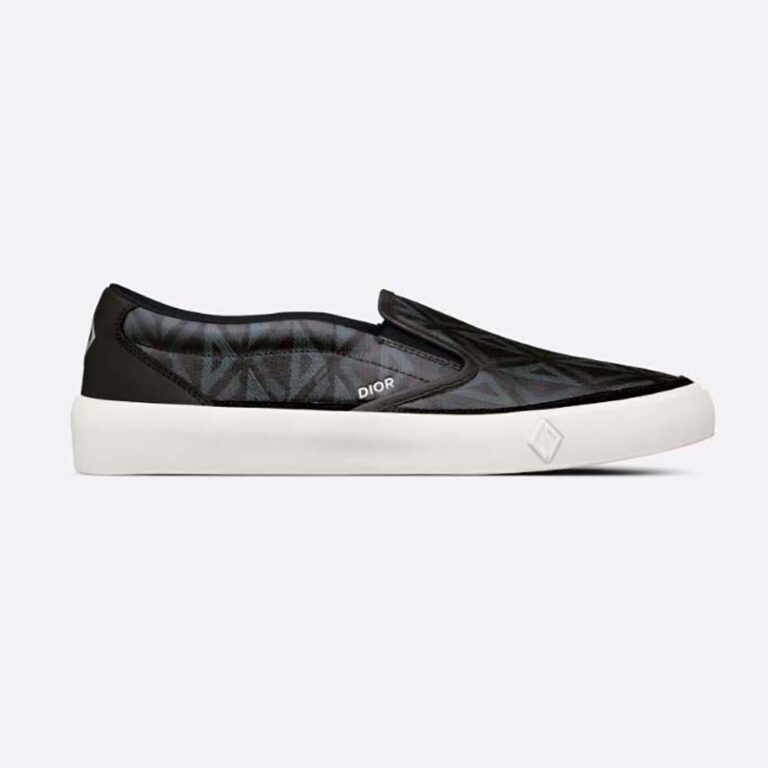 Dior Men B101 Slip-on Sneaker Black CD Diamond Canvas and Smooth Calfskin