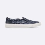 Dior Men B101 Slip-on Sneaker Navy Blue CD Diamond Canvas and Smooth Calfskin
