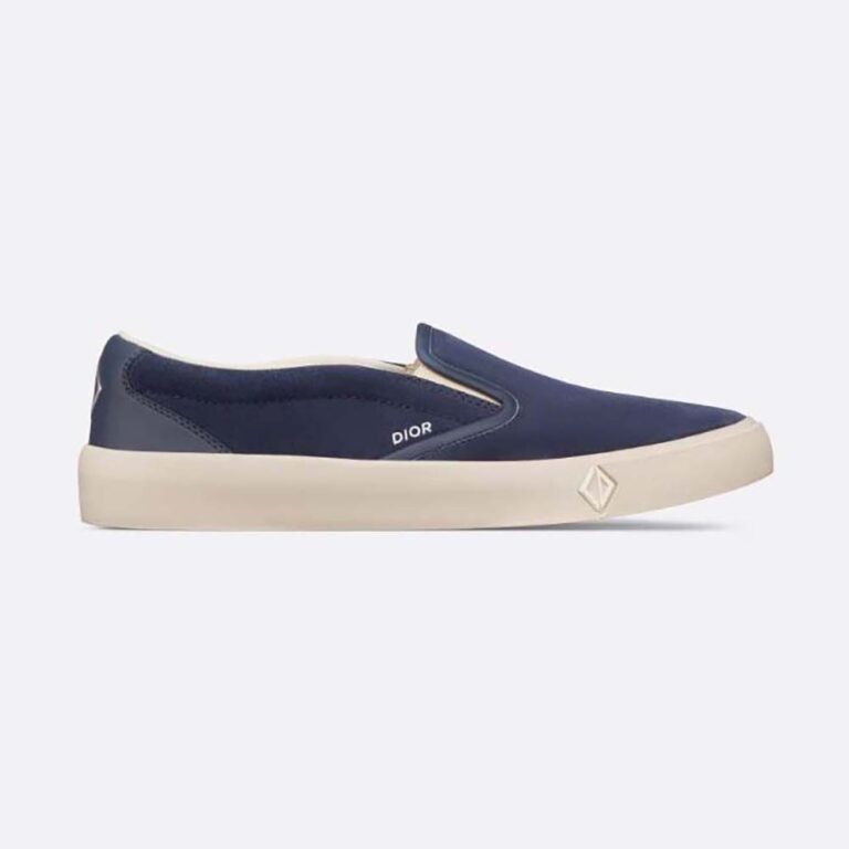 Dior Men B101 Slip-on Sneaker Navy Blue Suede and Smooth Calfskin