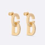Dior Women CD Lock Earrings Gold-Finish Metal and Silver-Tone Crystals