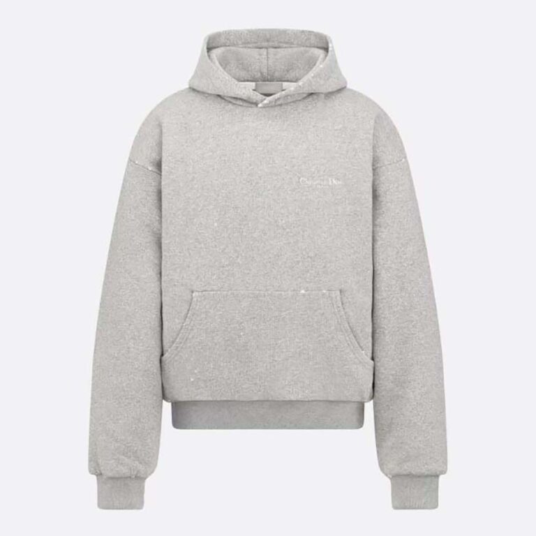 Dior Women Christian Dior Couture Hooded Sweatshirt Gray Cotton Fleece with Dévoré Effect
