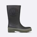 Dior Women Diorunion Rain Boot Black and Khaki Two-Tone Rubber with Dior Union Motif