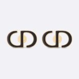 Dior Women Petit CD Stud Earrings Gold-Finish Metal and Black Lacquer