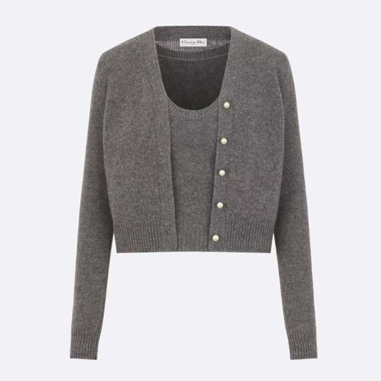 Dior Women Twin-set Gray Cashmere Knit