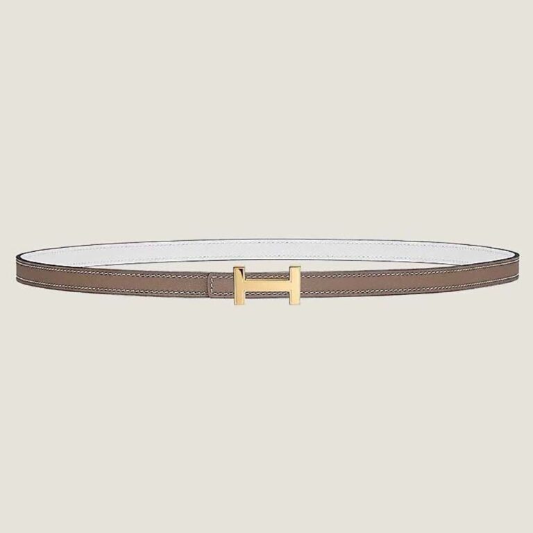 Hermes Women Focus Belt Buckle & Reversible Leather Strap 13 mm-Gold/Brown