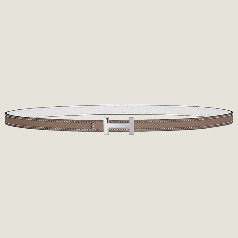 Hermes Women Focus Belt Buckle & Reversible Leather Strap 13 mm-Silver/Brown