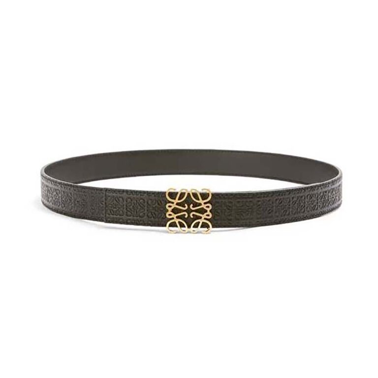 Loewe Unisex Reversible Repeat Belt in Silk Calfskin-Black