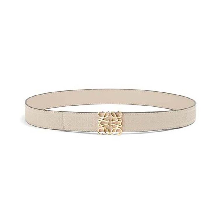 Loewe Unisex Reversible Repeat Belt in Silk Calfskin-White