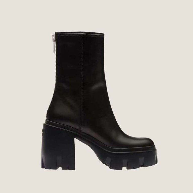 Miu Miu Women Leather Booties with EVA Sole with Logo