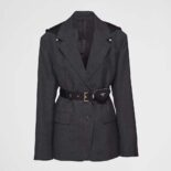 Prada Women Single-breasted Wool and Re-Nylon Jacket-Black