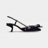 Roger Vivier Women Virgule Bow Slingback Pumps in Fabric-Black