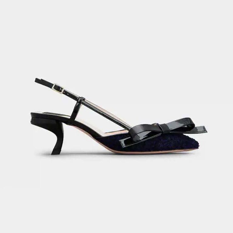 Roger Vivier Women Virgule Bow Slingback Pumps in Fabric-Black