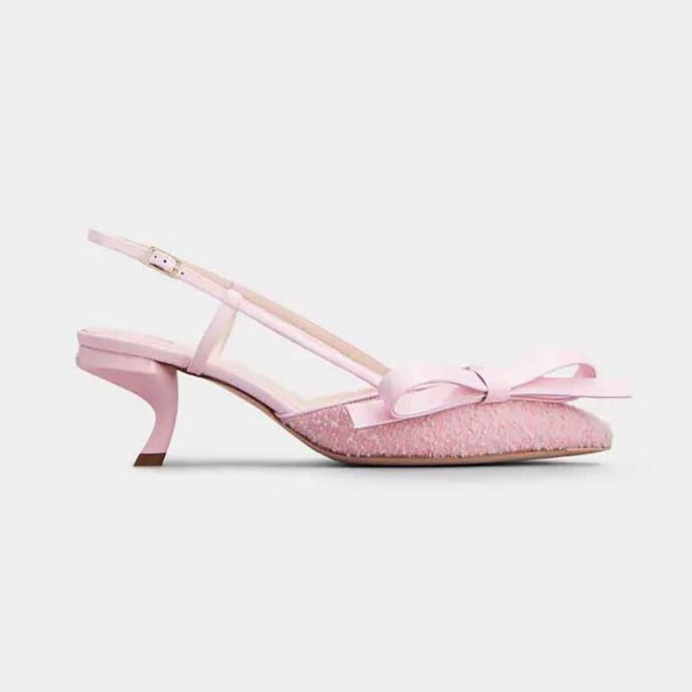 Roger Vivier Women Virgule Bow Slingback Pumps in Fabric-Pink