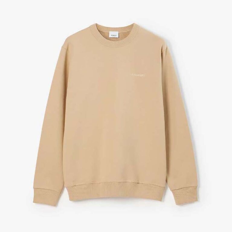 Burberry Women Check EKD Cotton Sweatshirt-Beige