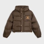 Celine Women Triomphe Cropped Down Jacket in Lightweight Nylon