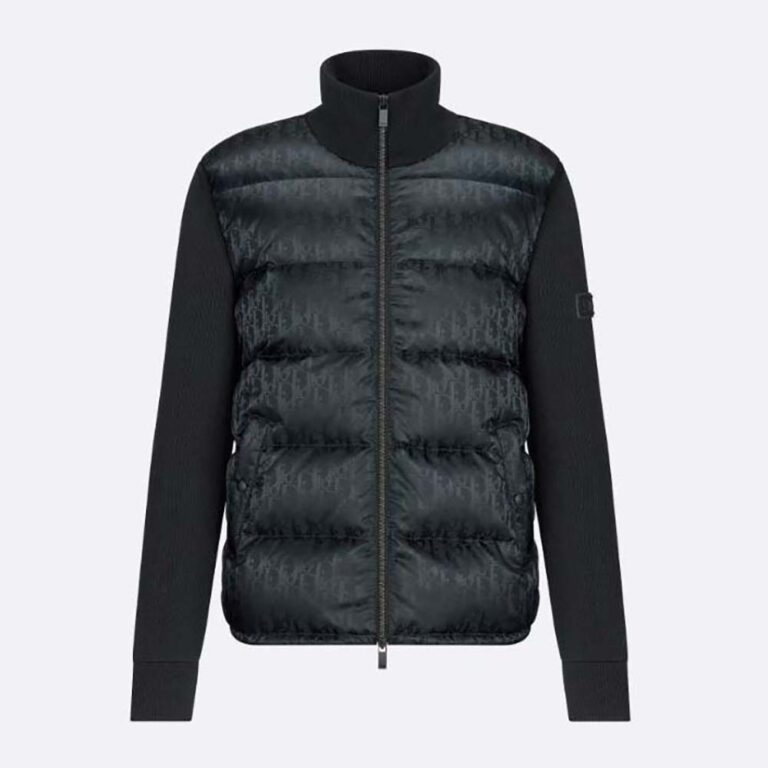 Dior Men Oblique Jacket Black Wool Knit