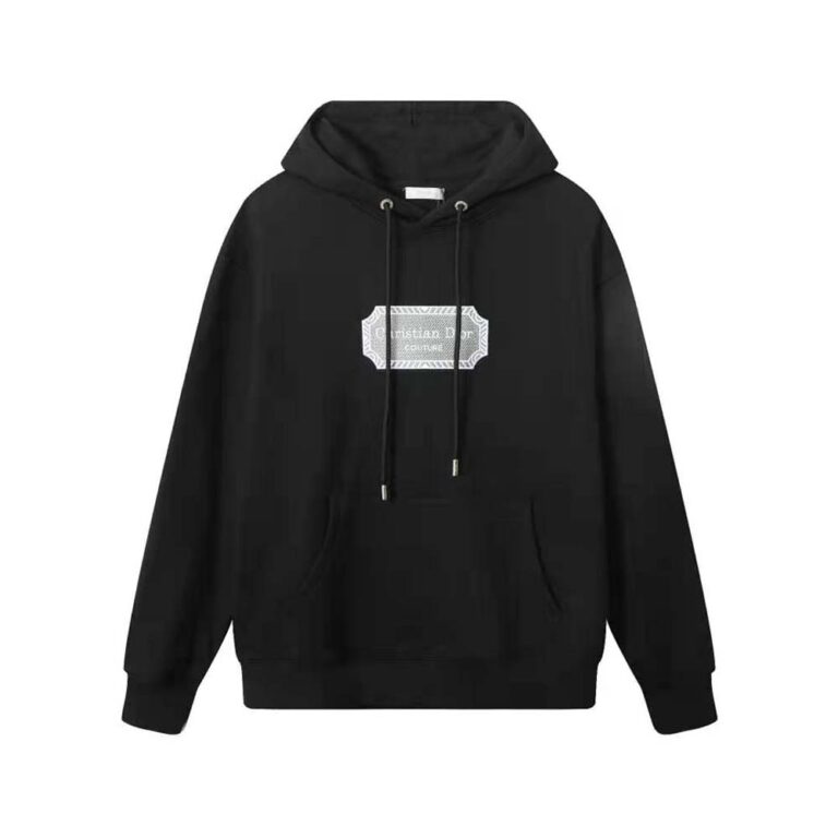 Dior Women Christian Dior Couture Hooded Sweatshirt Black Cotton Fleece