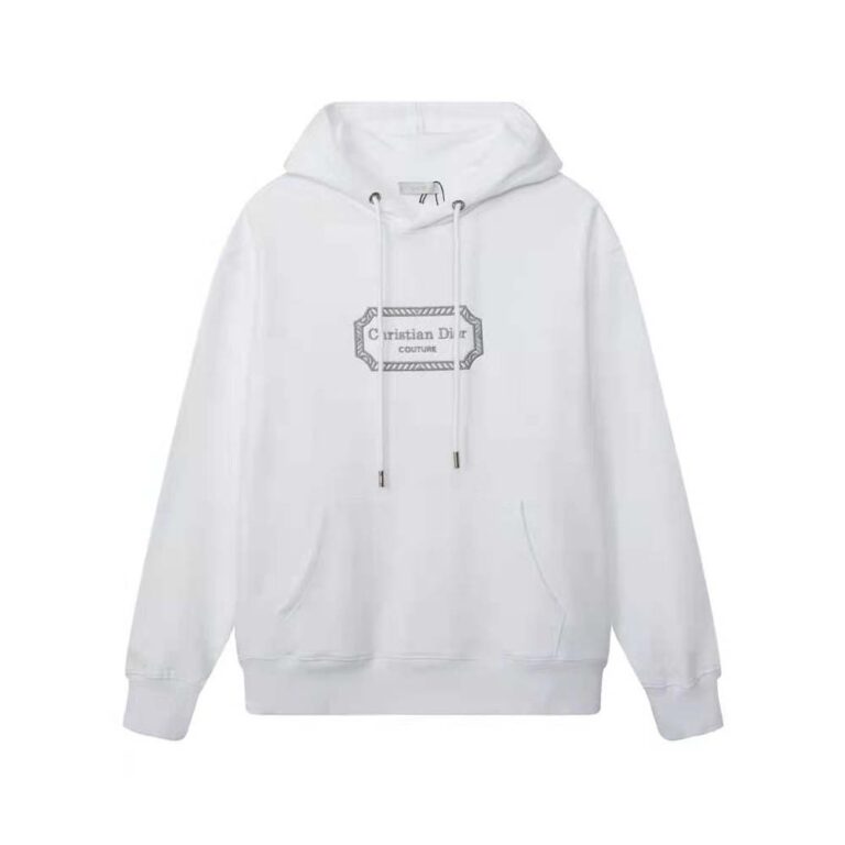 Dior Women Christian Dior Couture Hooded Sweatshirt White Cotton Fleece