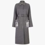 Fendi Women Coat Gray Wool Overcoat