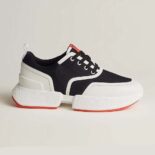 Hermes Women Giga Sneaker in Mesh Pique and Calfskin-Blac