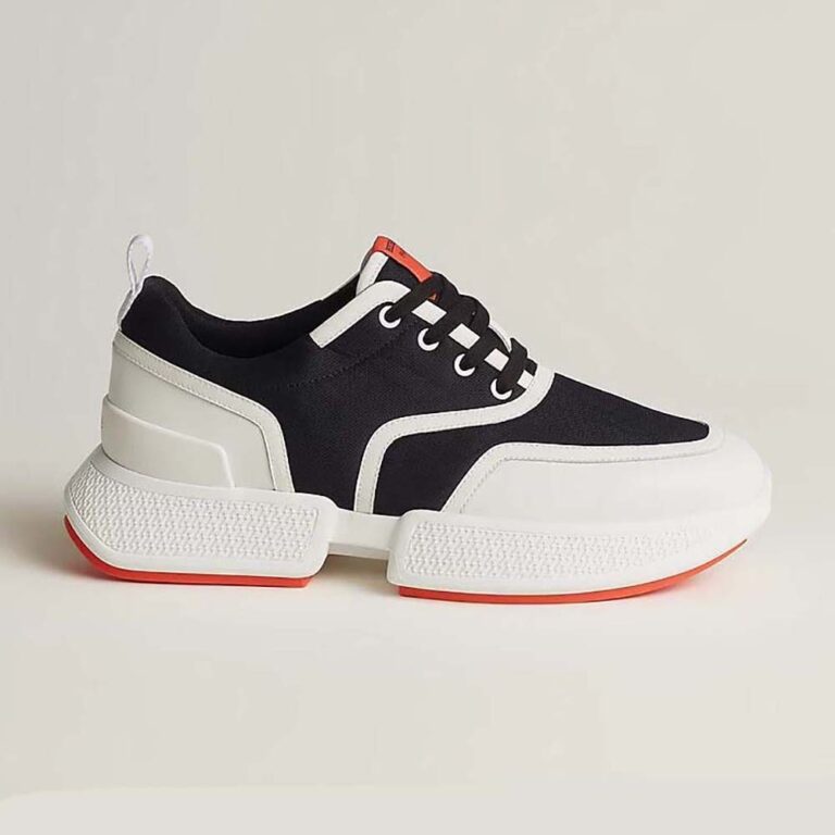 Hermes Women Giga Sneaker in Mesh Pique and Calfskin-Blac