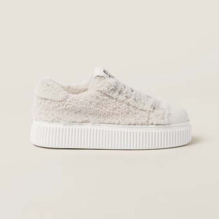 Miu Miu Women Shearling Sneakers with EVA Sole with Logo