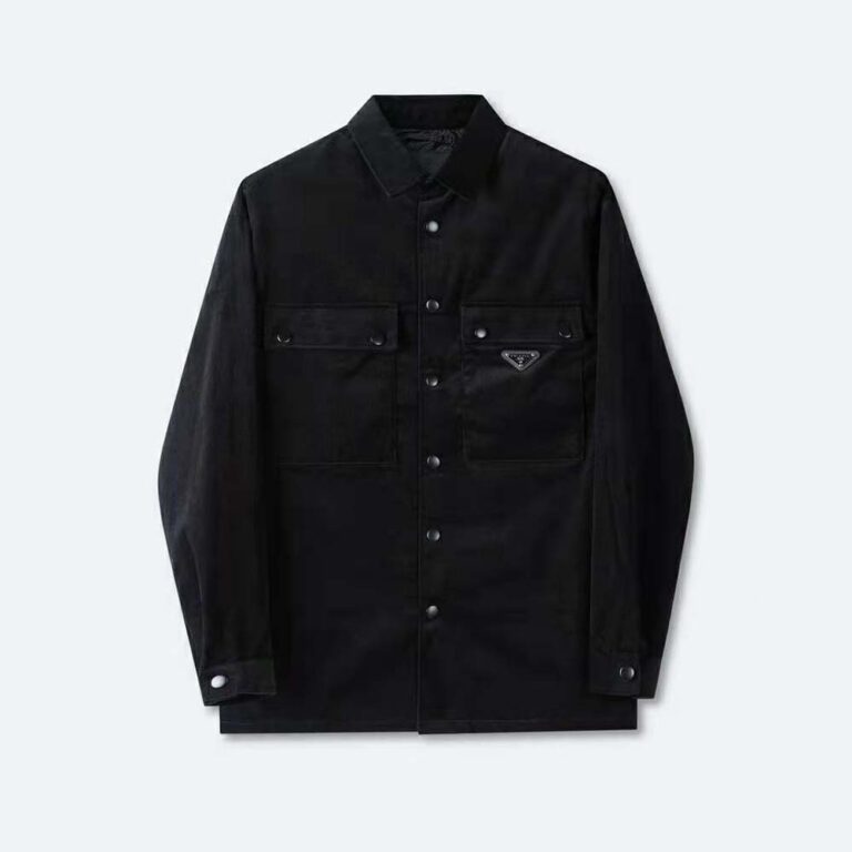 Prada Men Pinwale Corduroy Shirt-Black