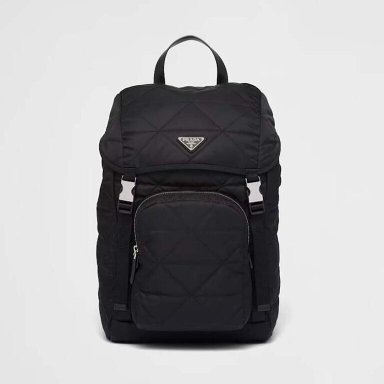 Prada Men Re-Nylon Backpack with Topstitching-Black