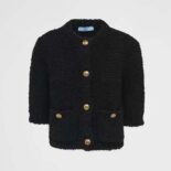 Prada Women Bouclé Mohair Cardigan-Black