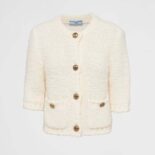 Prada Women Bouclé Mohair Cardigan-White