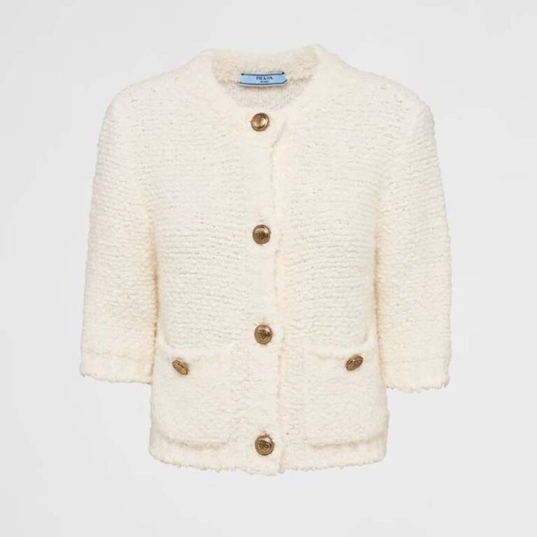Prada Women Bouclé Mohair Cardigan-White