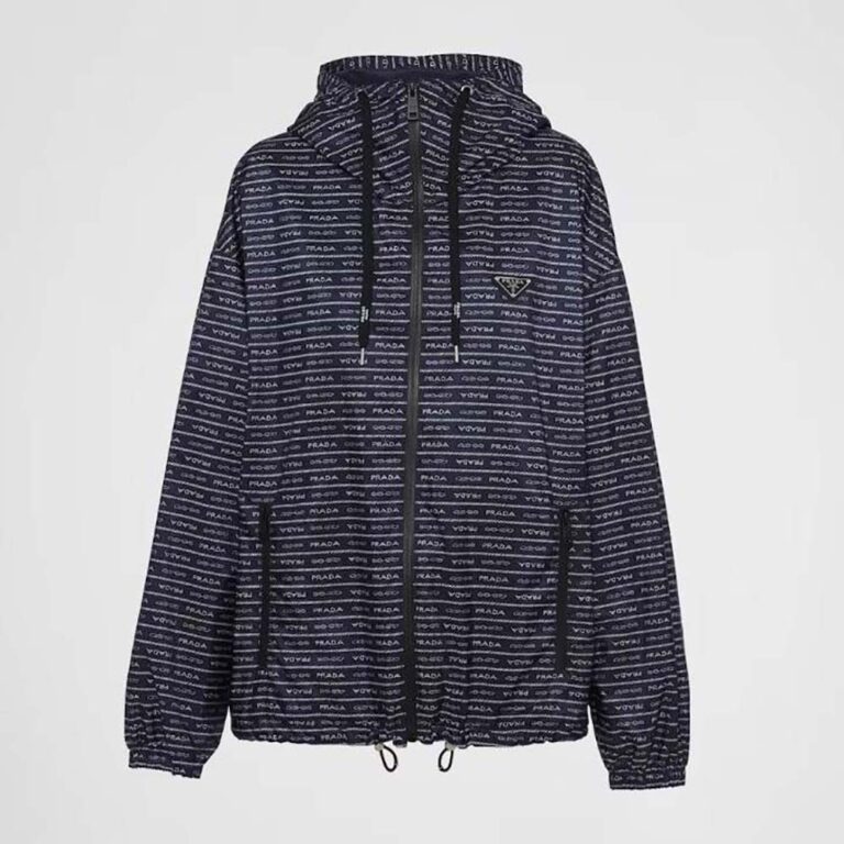 Prada Women Nylon Blouson Jacket-Blue/White