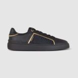 Balmain Unisex B-court Monogrammed Nylon and Leather Trainers-Black