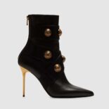 Balmain Women Alma Leather Ankle Boots-Black
