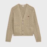 Celine Men Cable-knit Triomphe Cardigan in Cashmere