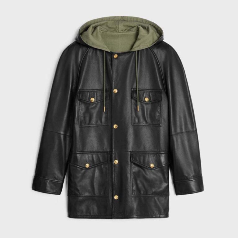 Celine Men Oversized Parka in Plongé Lambskin