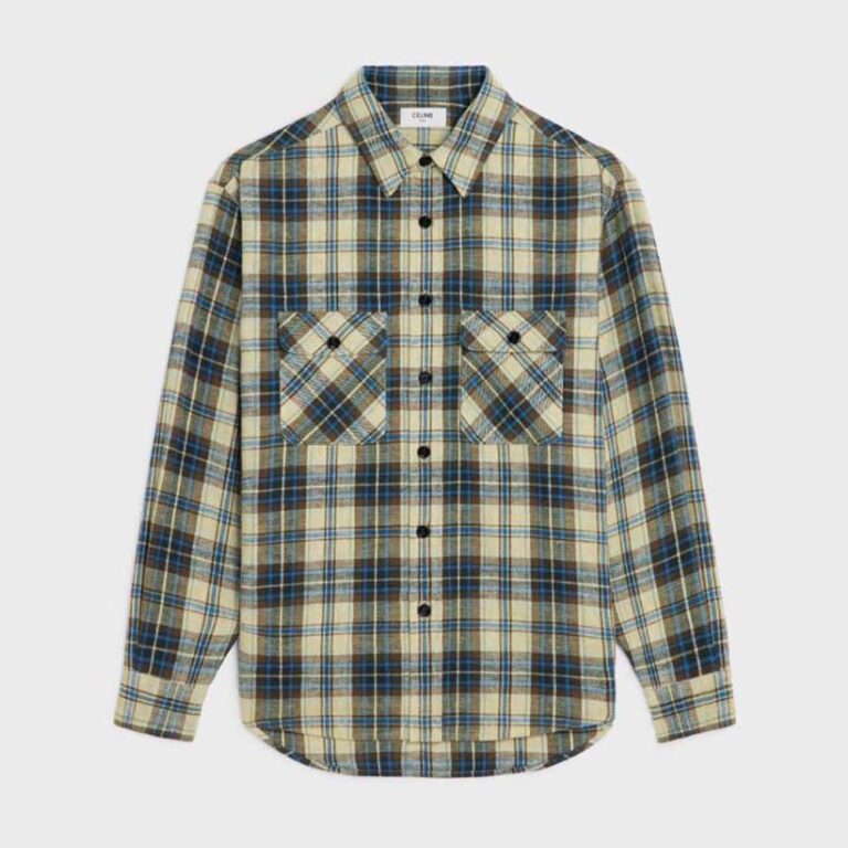 Celine Women Loose Shirt in Checked Cotton