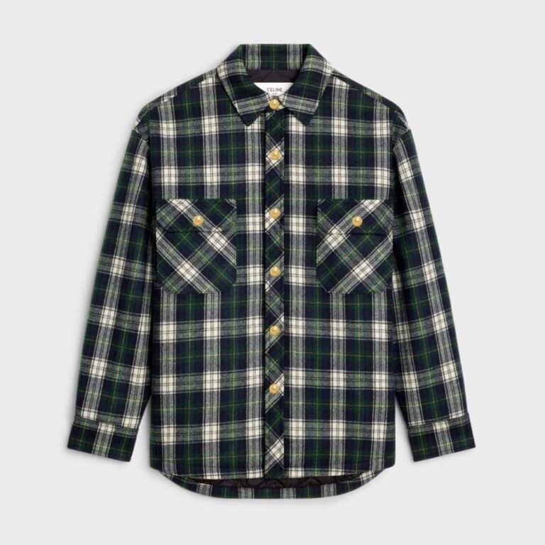 Celine Women Overshirt in Tartan Cashmere