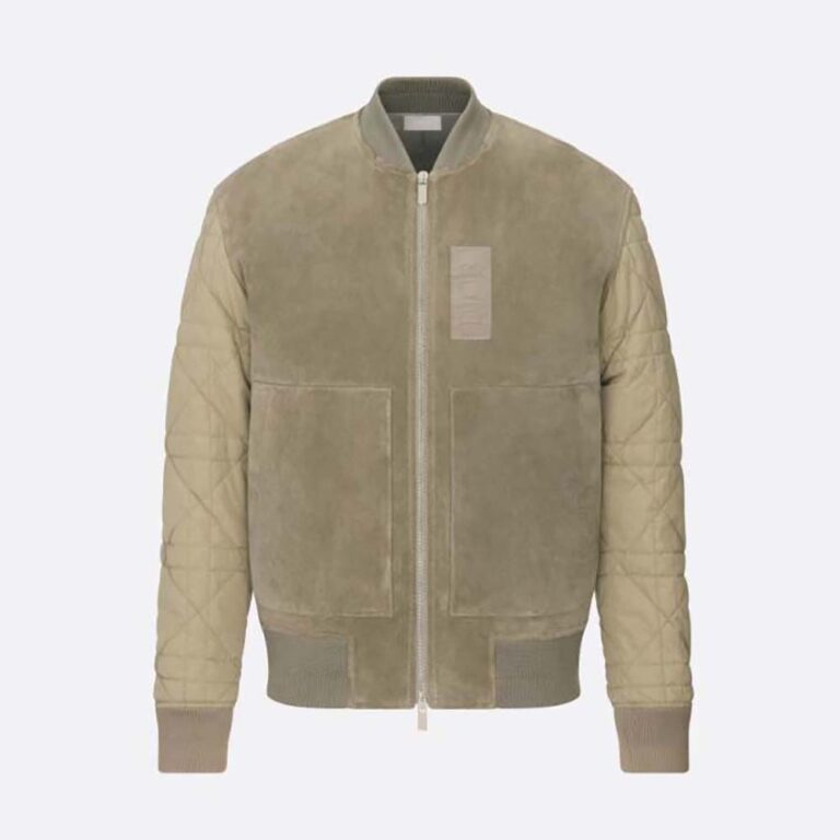 Dior Men Zipped Varsity Blouson Beige Calfskin